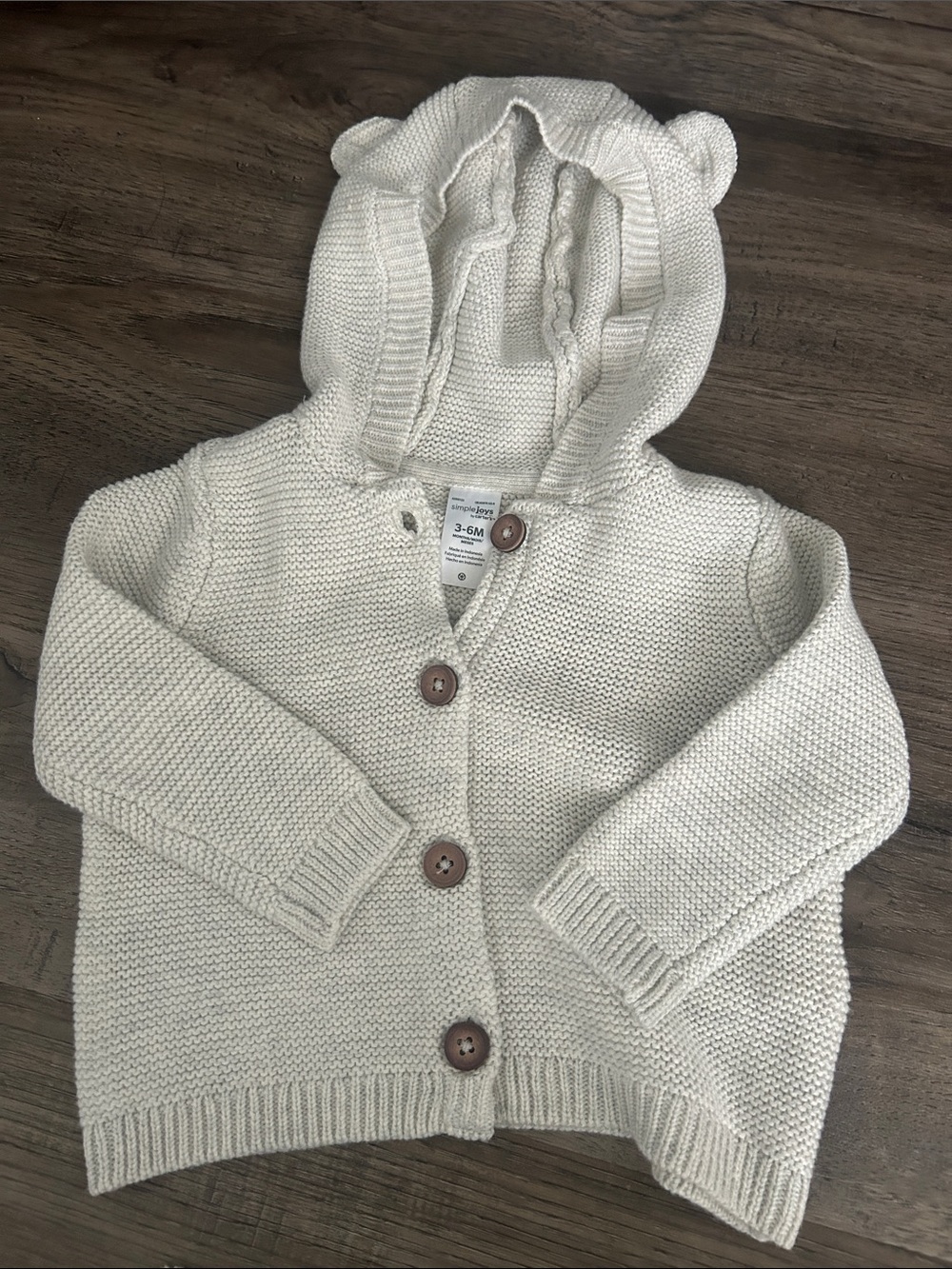 Carter's Cream Hooded Knit Cardigan with Ear Accents
